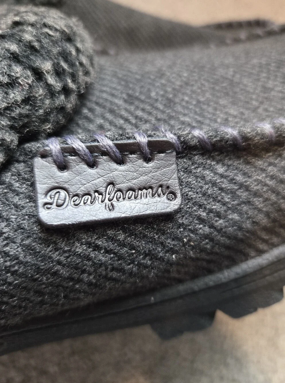 Dearfoams Men’s Charcoal Knit-Trim Slip-On Slippers- Large